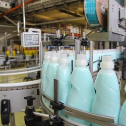 Liquid detergent on automated production line