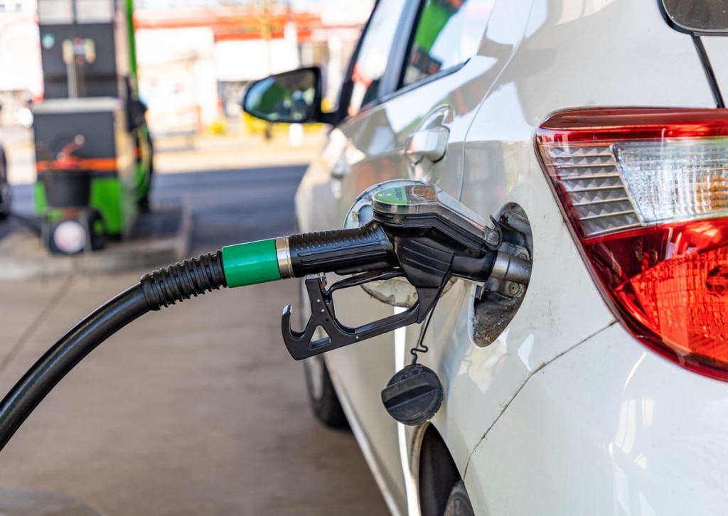 car fueling at gas pump with biofuel